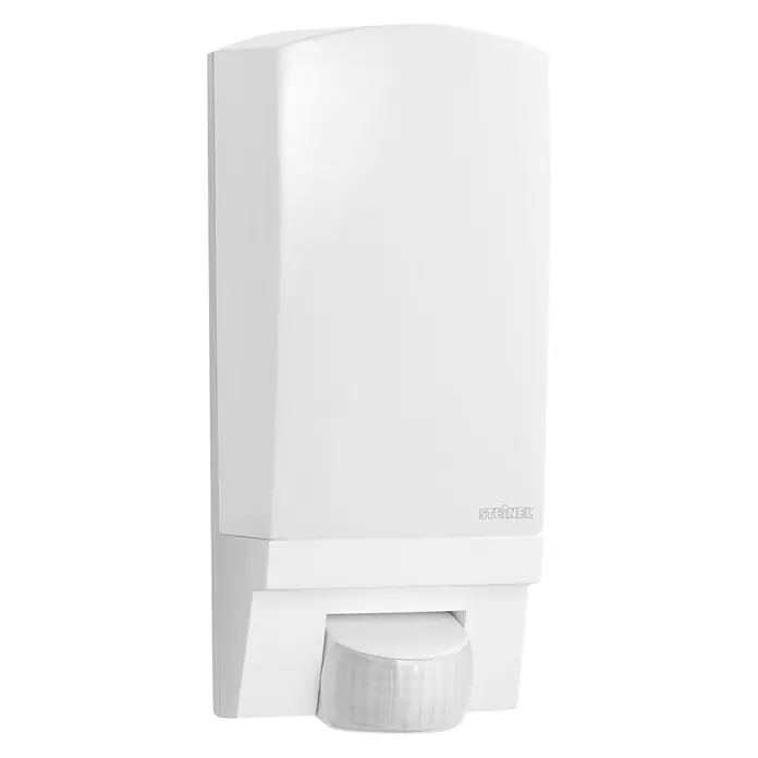 Steinel Sensor-Außenleuchte L 1 S weiß - 60 W, 120 x 110 x 255 mm, Weiß, IP44 - Weiße Steinel-Außenleuchte mit Bewegungsmelder. Das moderne Design bietet Funktionalität und Sicherheit für jeden Außenbereich.