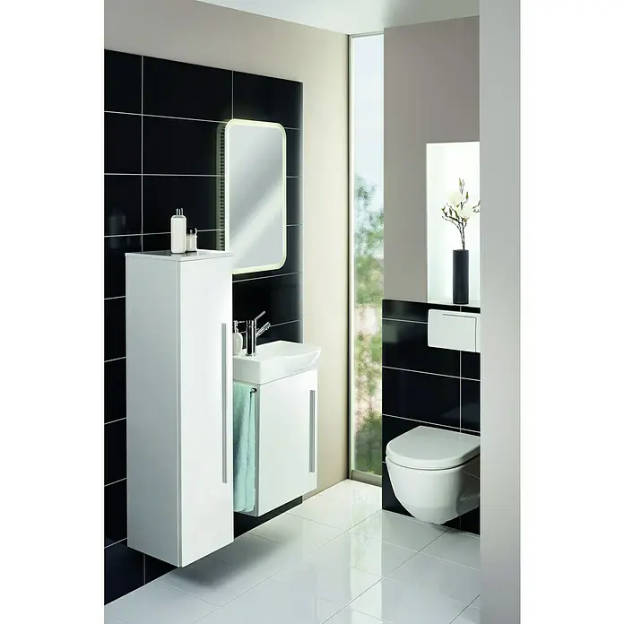 Camargue Stella K welcome Einbauwaschbecken - 45,5 x 32 cm, Rechts, Keramik, Weiß - Modernes Badezimmer-Interieur mit hängendem WC, Waschtisch und Spiegelschrank in stilvollem Design. Elegante Badgestaltung für Komfort.