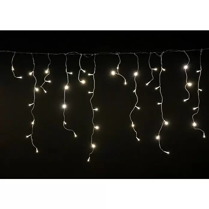 Tween Light LED-Lichtervorhang Eisregen - Außen, 290 cm, Warmweiß, 120 Stk., Netzbetrieben - Warmweiße LED-Eiszapfen-Lichterkette, hell leuchtend.