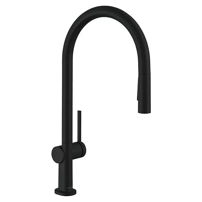 Hansgrohe Spültischarmatur Talis M54 210 - Anzahl Strahlarten: 2 Stk., Schwarz, Matt - Mattschwarze U-förmige Küchenarmatur mit Einhebelmischer.
