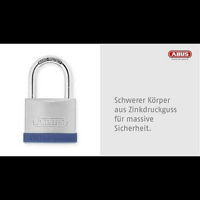 Abus Vorhängeschloss Silver Rock 5/40 Gleichschließend - B x H: 42,4 x 64,8 mm, Bügelstärke: 6,5 mm, Zink - Vorhangschloss Silver Rock