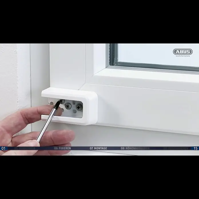Abus Fenster-Zusatzschloss 3010 - DIN Anschlag: Universell einsetzbar, Weiß - ABUS Montagevideo Fenster-Zusatzsicherung 3010