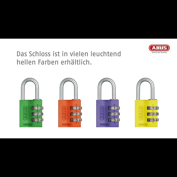 Abus Vorhängezahlenschloss Lock-Tag 145/30 - Bügelstärke: 5 mm, Grün, Anzahl Zahlenrollen: 3 Stk. - Zahlenschloss 145