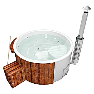 Holzklusiv Saphir 200 Hot Tub Spa Deluxe Clean UV (Durchmesser: 220 cm, Weiß, Thermoholz, Max. Personenzahl: 6 - 8)
