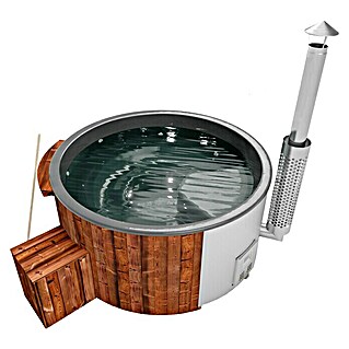 Holzklusiv Saphir 180 Hot Tub Spa Deluxe Clean UV (200 cm, Anthrazit, Thermoholz, Max. Personenzahl: 6)