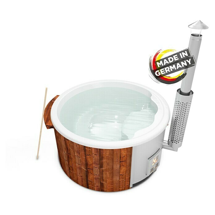 Holzklusiv Saphir 180 Hot Tub Basic DeluxeDurchmesser: 200 cm, Weiß, Thermoholz, Max. Personenzahl: 4 - 6 Info