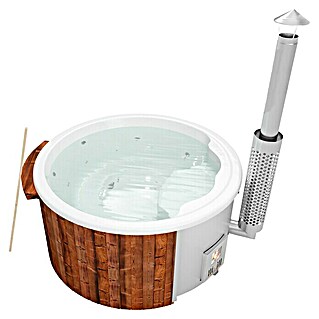 Holzklusiv Saphir 180 Hot Tub Spa Deluxe (200 cm, Weiß, Thermoholz, Max. Personenzahl: 6)