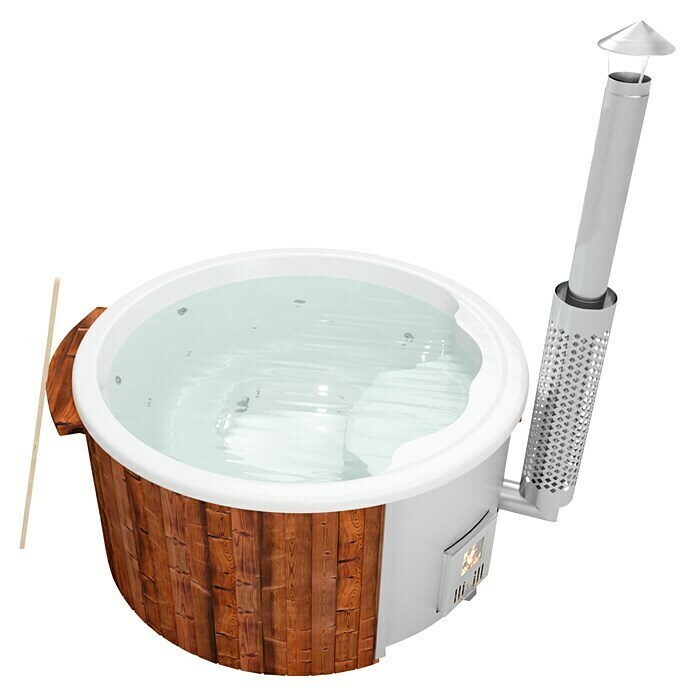 Holzklusiv Saphir 180 Hot Tub Spa DeluxeDurchmesser: 200 cm, Weiß, Thermoholz, Max. Personenzahl: 4 - 6 Info