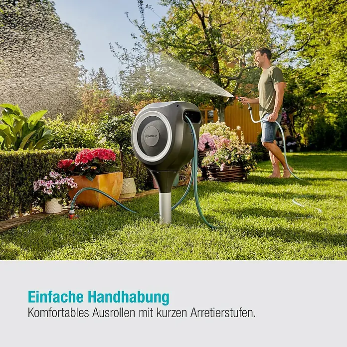 Gardena Schlauchbox RollUp M - Schlauchlänge: 20 m - Bewässerung im Garten mit der Gardena Schlauchbox.