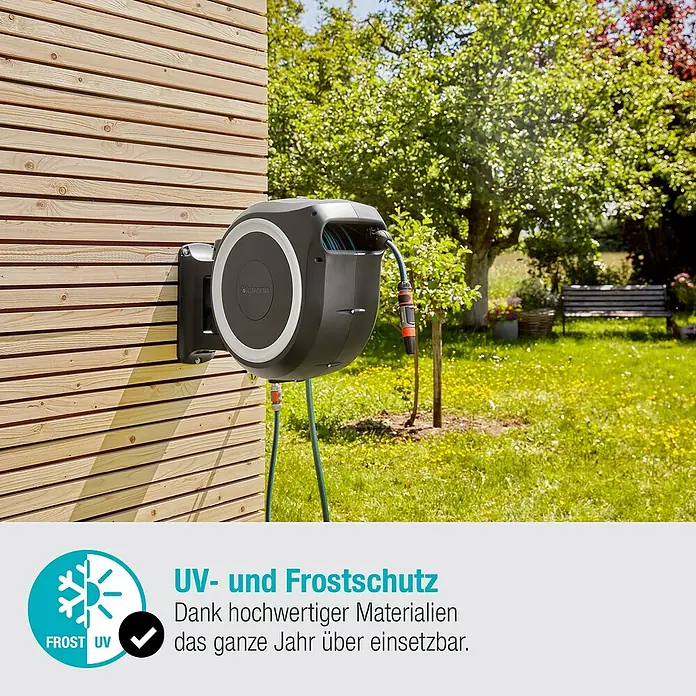 Gardena Wand-Schlauchbox RollUp L - Schlauchlänge: 30 m - Die Gardena Wand-Schlauchbox mit UV- und Frostschutz, dank hochwertiger Materialien das ganze Jahr über einsetzbar.