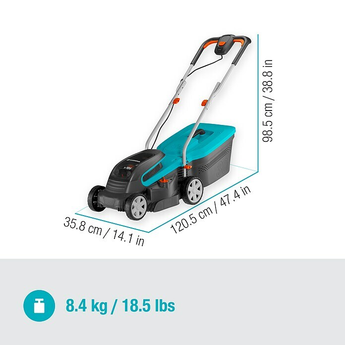 Gardena Akku-Rasenmäher PowerMax 32/36V P4A18 V, Ohne Akku, Schnittbreite: 32 cm Sketch