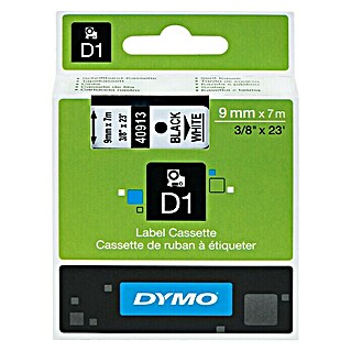 Dymo Beschriftungsband D1 (7 m x 9 mm, Farbe Druck: Schwarz, Farbe Band: Weiß, Kunststoff)