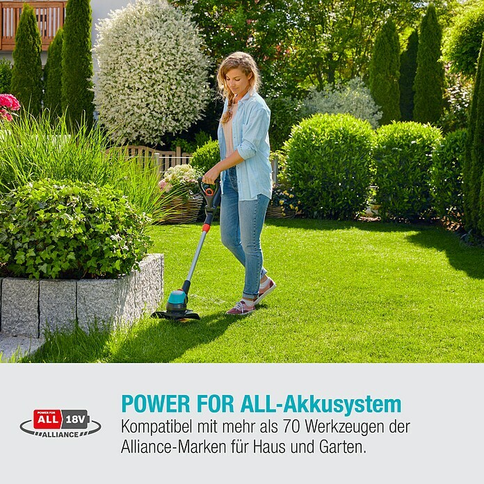 Gardena EasyCut Akku-Rasentrimmer 23/18V-P4A18 V, Li-Ionen, Ohne Akku, Schnittbreite: 23 cm Info