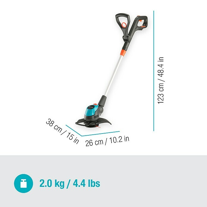 Gardena EasyCut Akku-Rasentrimmer 23/18V-P4A18 V, Li-Ionen, Ohne Akku, Schnittbreite: 23 cm Sketch