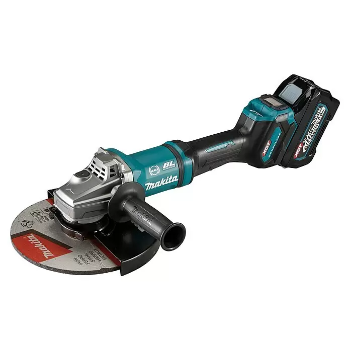 Makita XGT 40V max. Akku-Winkelschleifer GA038GT201 - 2 Akkus, 5 Ah - Diagonale Ansicht