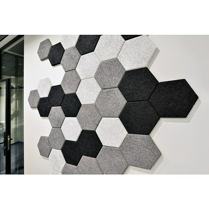 FibroTech Akustikplatte HexagonTiefschwarz, 250 x 289 x 25 mm, 18 Stk. Mood Shot