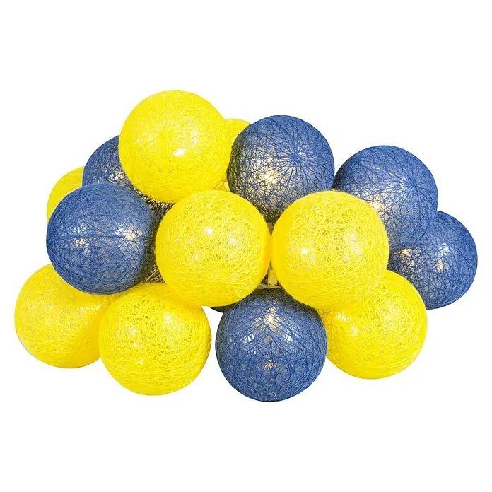 Tween Light LED-Lichterkette - Innen, 28,5 cm, Gelb, Blau - Lichterkette mit gelben und blauen Kugeln. Die Kugeln sind mit einem feinen Faden umwickelt und leuchten sanft im Dunkeln.
