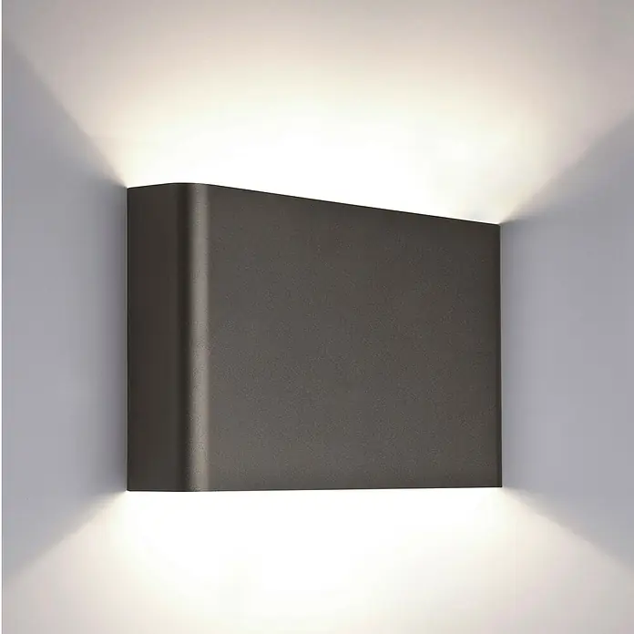 Wandleuchte - 80 W, Graphit, G9 - Elegante, quadratische Wandleuchte in Anthrazit. Das Licht strahlt nach oben und unten und sorgt für eine stimmungsvolle Beleuchtung.