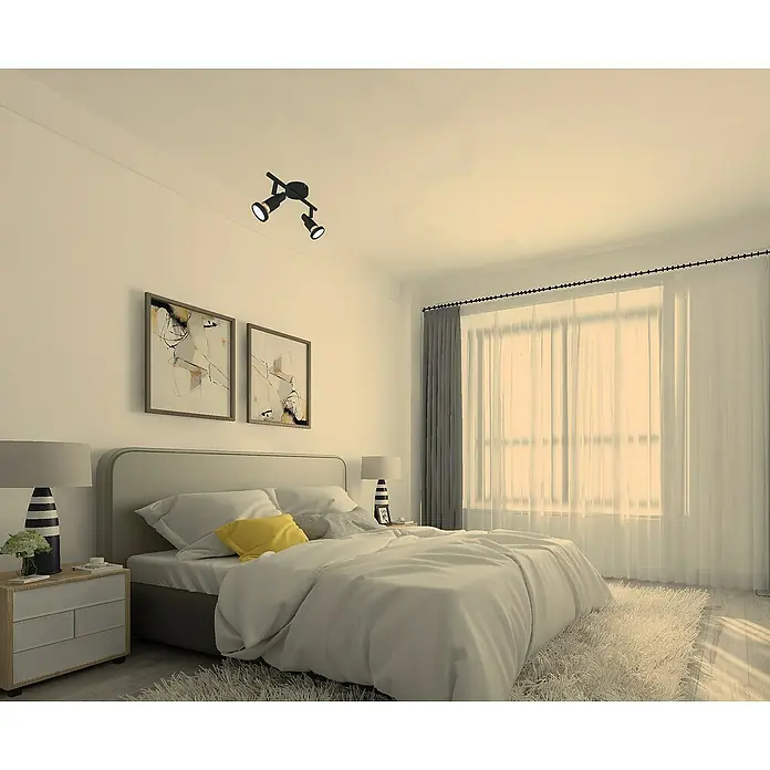 Tween Light LED-Deckenstrahler - 8 W, L x B x H: 27,5 x 14,6 x 8 cm, Schwarz-matt, Warmweiß, 2 Stk. - Schlafzimmer mit modernem Deckenstrahler, der den Raum stilvoll beleuchtet. Das elegante Design fügt sich nahtlos in die Einrichtung ein.