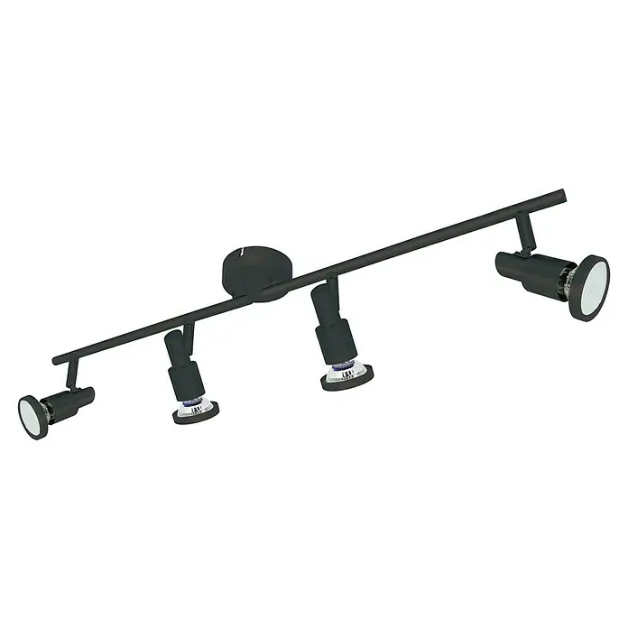 Tween Light LED-Deckenstrahler - 16 W, L x B x H: 67,5 x 15,5 x 8 cm, Schwarz-matt, Warmweiß, 4 Stk. - Schwarze 4-fach Strahlerleuchte mit verstellbaren Spots für eine flexible Beleuchtung im Raum.