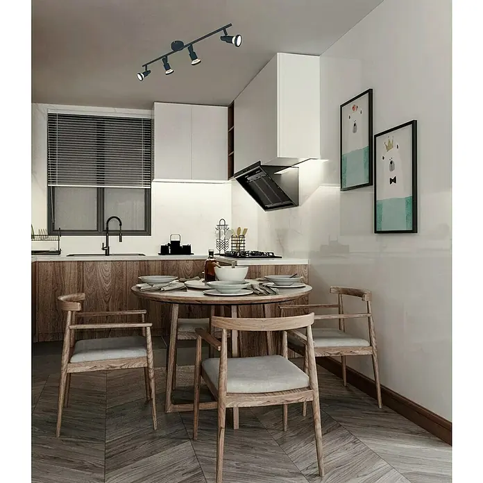 Tween Light LED-Deckenstrahler - 16 W, L x B x H: 67,5 x 15,5 x 8 cm, Schwarz-matt, Warmweiß, 4 Stk. - Eine moderne Küchendeckenleuchte mit vier Strahlern, die ein helles Licht in der Küche spendet. Die Leuchte ist stilvoll und funktional.
