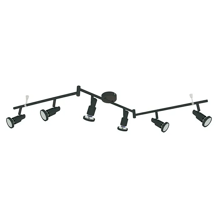 Tween Light LED-Deckenstrahler - 24 W, L x B x H: 125 x 17 x 8 cm, Schwarz-matt, Warmweiß, 6 Stk. - Moderne schwarze Strahler-Deckenleuchte mit sechs verstellbaren Strahlern, ideal für gezielte Beleuchtung in jedem Raum.