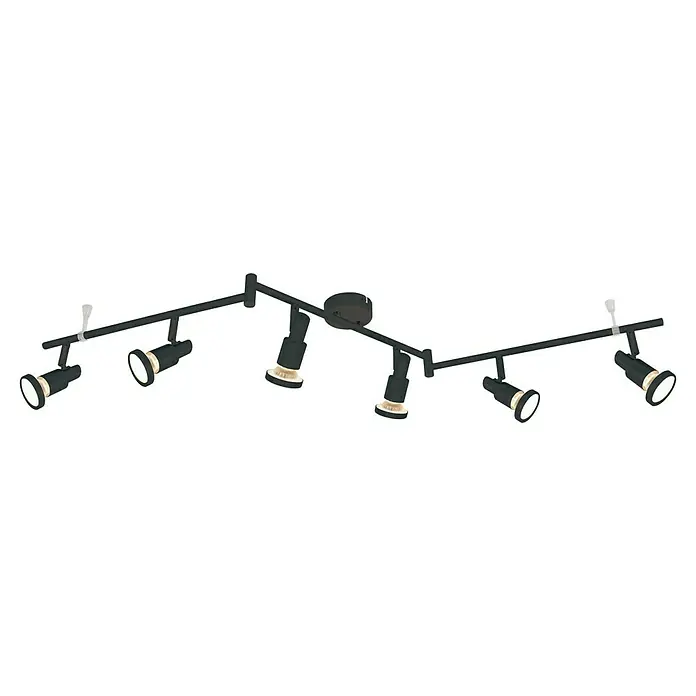 Tween Light LED-Deckenstrahler - 24 W, L x B x H: 125 x 17 x 8 cm, Schwarz-matt, Warmweiß, 6 Stk. - Eine elegante schwarze Deckenleuchte mit sechs Strahlern, die jeden Raum stilvoll beleuchtet und eine moderne Atmosphäre schafft.
