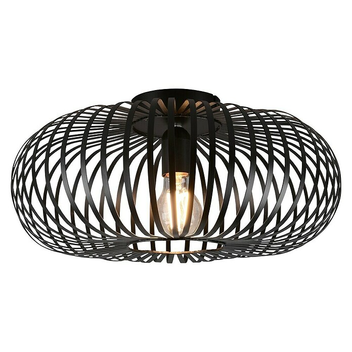 Trio Lighting Plafondlamp, rond Johann (60 W, Ø x h: 40 x 17 cm, Zwart, E27) | BAUHAUS