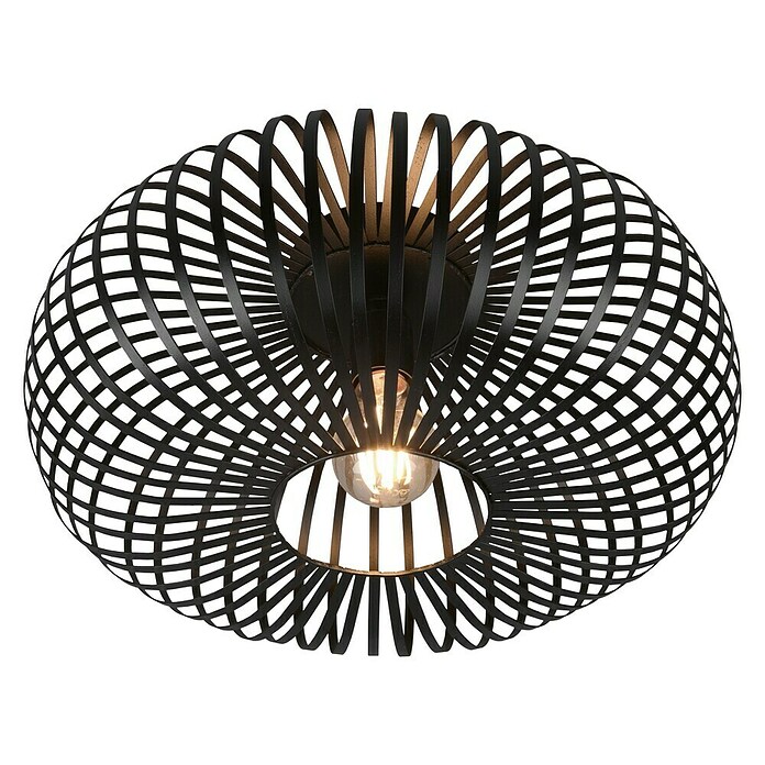 Trio Lighting Plafondlamp, rond Johann (60 W, Ø x h: 40 x 17 cm, Zwart, E27) | BAUHAUS
