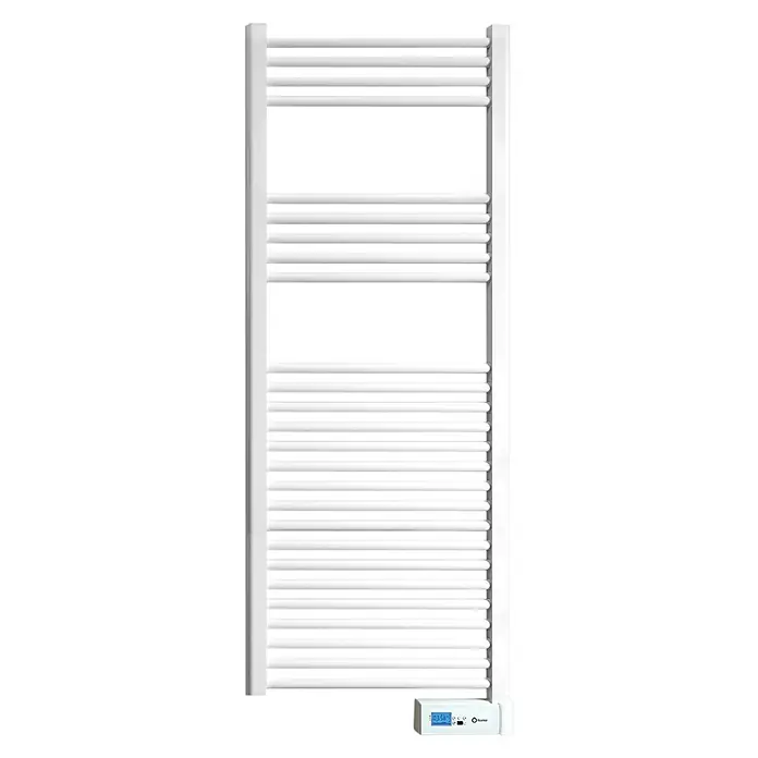 Rointe Radiador toallero eléctrico Giza LCD - An x Al: 50 x 128 cm, 500 W, Blanco - Un toallero blanco con barras horizontales y control digital, para confort y calidez en el baño.