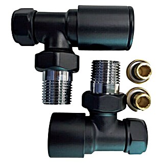 Rointe Detentor para radiador con válvula y adaptador (½″, Negro)