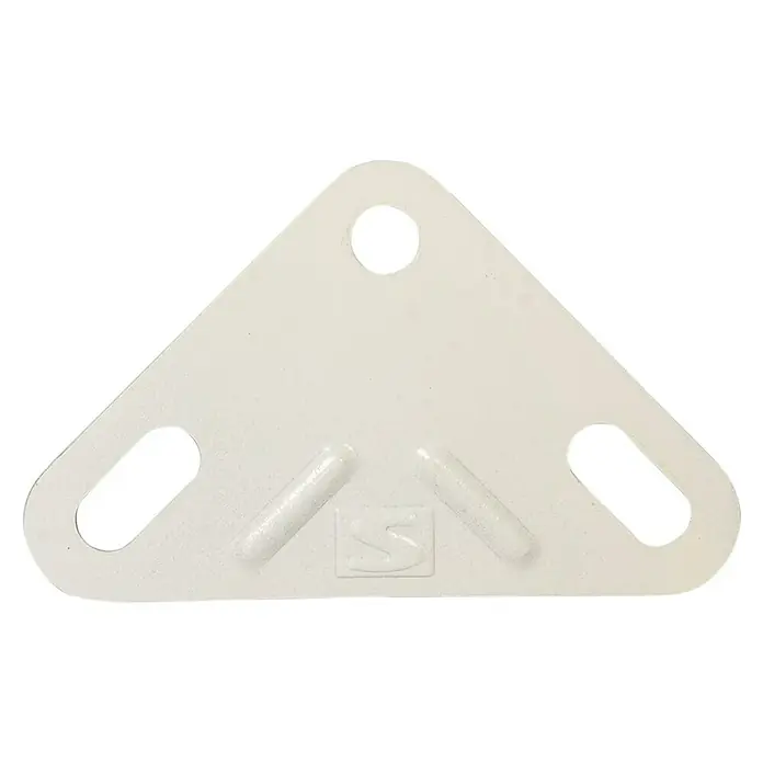 Simonrack Juego de escuadras - 8 ud., Blanco - Placa de anclaje blanca triangular con tres aberturas para montaje. Un accesorio robusto para conexiones seguras en construcciones.