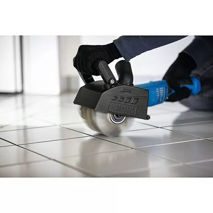 Scheppach Kunststoff-Schleifbürste - Durchmesser: 125 mm, Passend für: Scheppach Multischleifer MRS1300, Schwarz - Anwendungsbeispiel