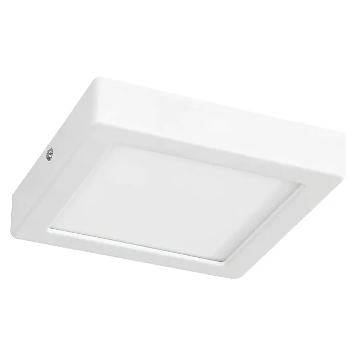 Eglo LED-Deckenleuchte Idun - 9,5 W, L x B x H: 3 x 17 x 17 cm, Weiß, Neutralweiß - Nahaufnahme einer quadratischen, weißen LED-Deckenleuchte, die ein modernes und helles Design aufweist.
