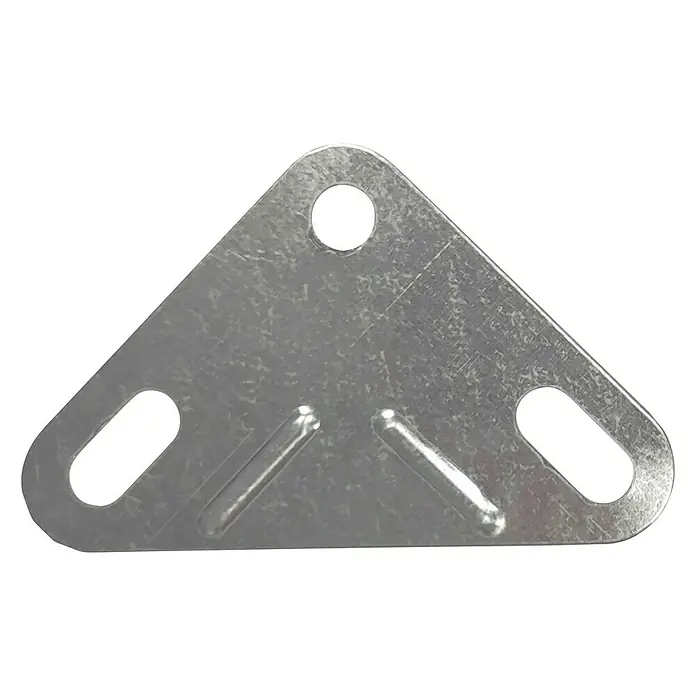 Simonrack Juego de escuadras - 48 ud., Gris - Placa triangular metálica con tres aberturas, ideal para fijar y conectar componentes en diversas construcciones.