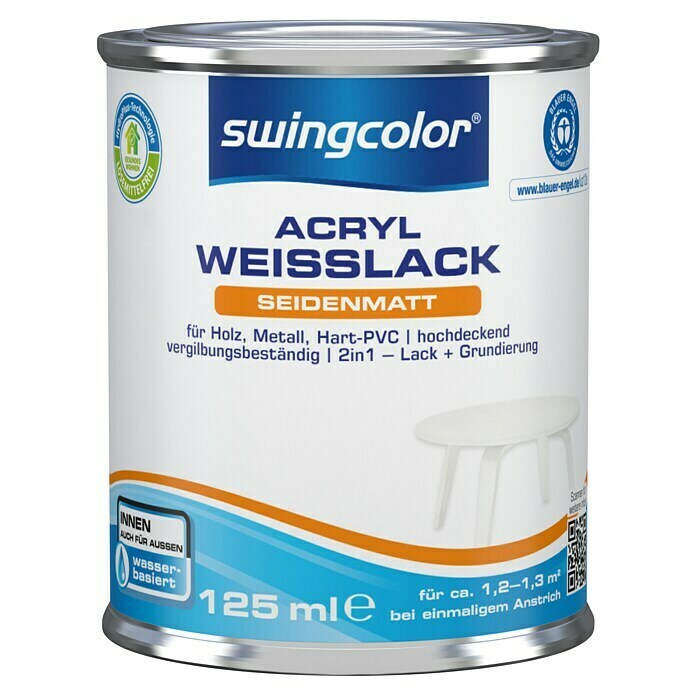 swingcolor Weißlack Acryl (Weiß, 125 ml, Seidenmatt)
