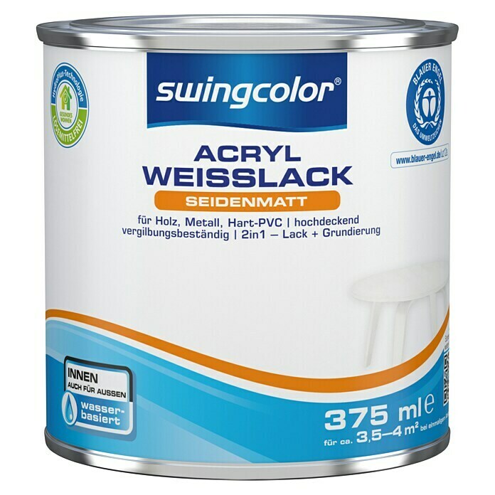 swingcolor Weißlack Acryl (Weiß, 375 ml, Seidenmatt)