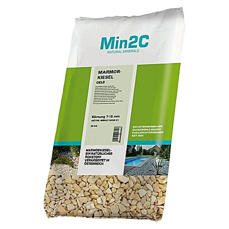 Min2C Marmorkiesel (Gelb, Körnung: 7 mm - 15 mm, 25 kg)