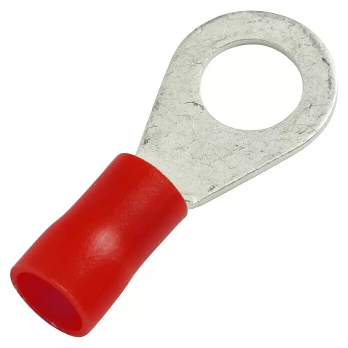 Heidemann Ring-Kabelschuhe - 5 Stk., 10 mm², Rot - Roter isolierter Ringkabelschuh für elektrische Verkabelung.