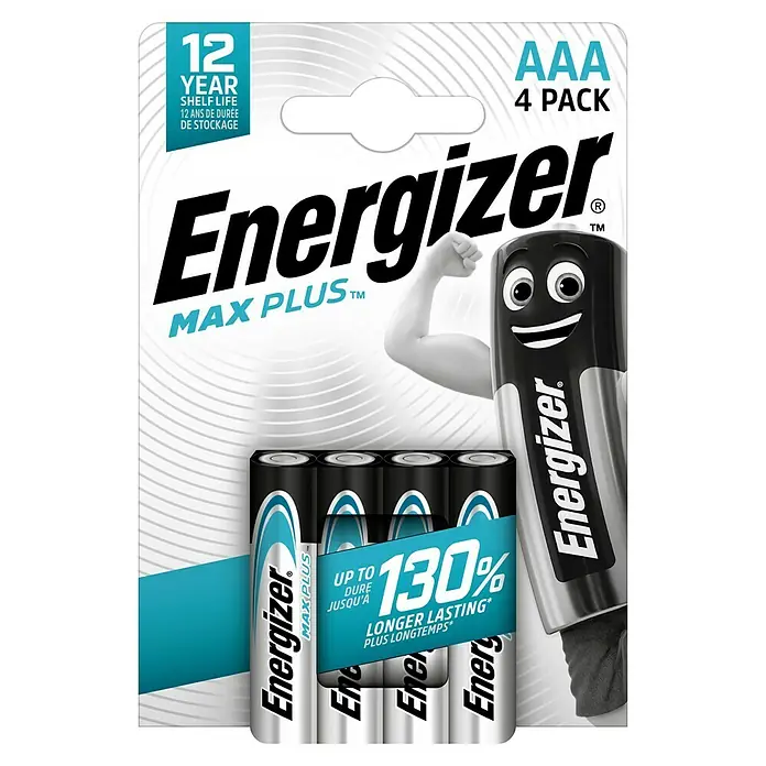 Energizer Batterie Max Plus - Micro AAA, Alkali-Mangan, 1,5 V, 4 Stk. - Energizer Max Plus AAA-Batterien, 4er-Pack für längere Lebensdauer und zuverlässige Energie.
