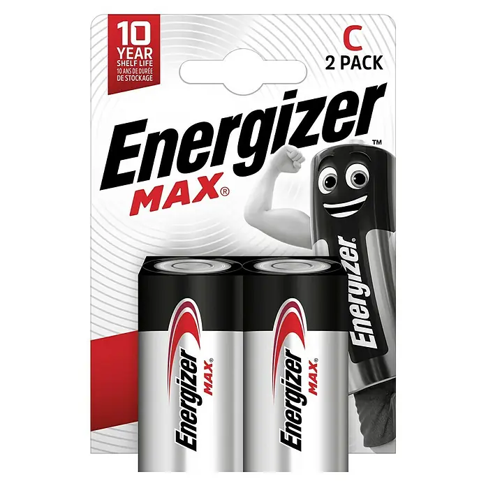 Energizer Batterie Max C - Baby C, 1,5 V - Eine 2er-Packung Energizer MAX C-Batterien, die eine lange Lebensdauer und zuverlässige Leistung für verschiedene Geräte bieten.