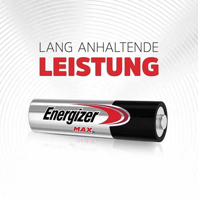 Energizer Max Alkaline-Batterie - Mignon AA, Alkali-Mangan, 4 Stk. - Energizer Max Batterie für langanhaltende Leistung.