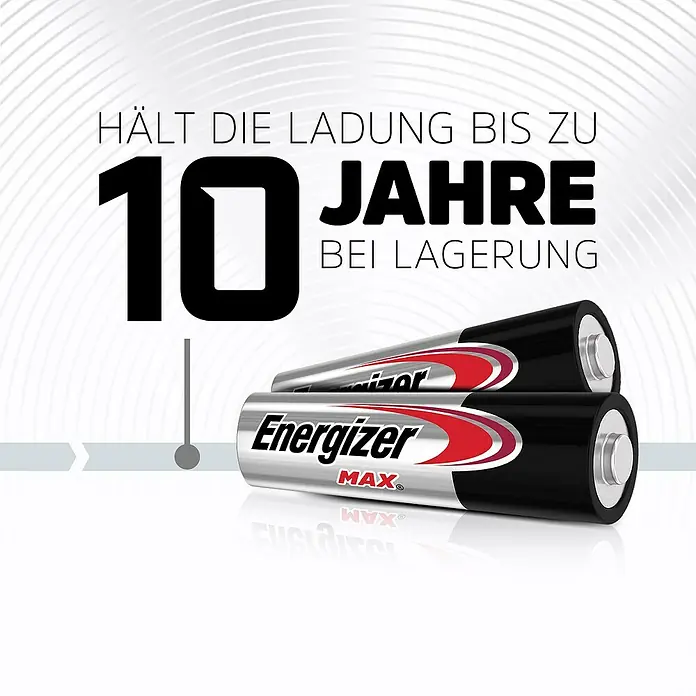 Energizer Max Alkaline-Batterie - Mignon AA, Alkali-Mangan, 4 Stk. - Energizer Max Batterien halten bis zu 10 Jahre bei Lagerung und bieten zuverlässige Energie für Ihre Geräte.