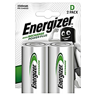 Energizer Rechargeable PowerPlus Accu Oplaadbare D-batterij PowerPlus (Mono D, 2.500 mAh, Nikkel-metaalhydride, 2 st.)