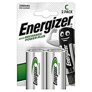 Energizer Rechargeable PowerPlus Accu Oplaadbare baby C-batterij 1,2 V PowerPlus (Baby C, 2.500 mAh, Nikkel-metaalhydride, 2 st.)