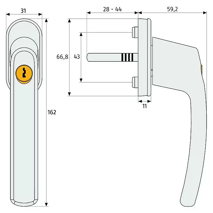Abus Fenstergriff FG 210Silber, Abschließbar