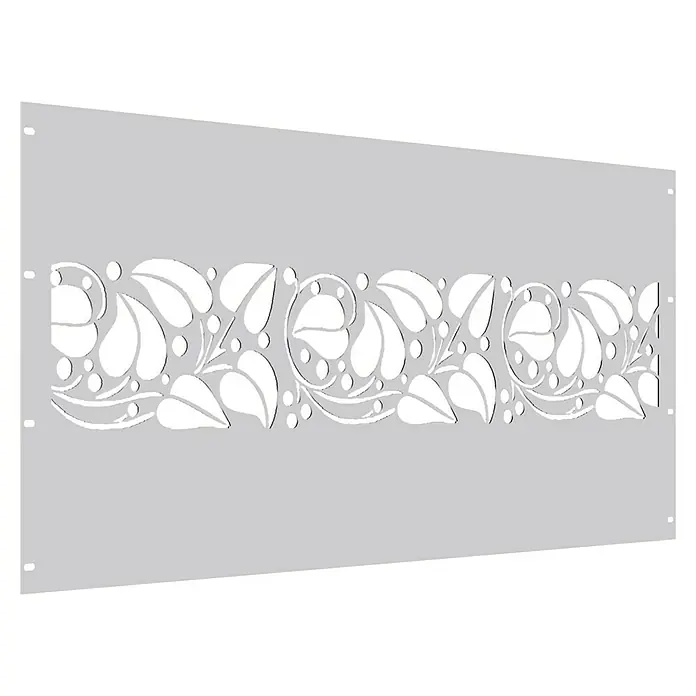Gabio Zaunelement Efeu - 197,5 x 90 cm, Stahl, Weiß - Filigrane Metallplatte mit einem floralen Durchbruchmuster, das für dekorative Zwecke oder als Sichtschutz geeignet ist.