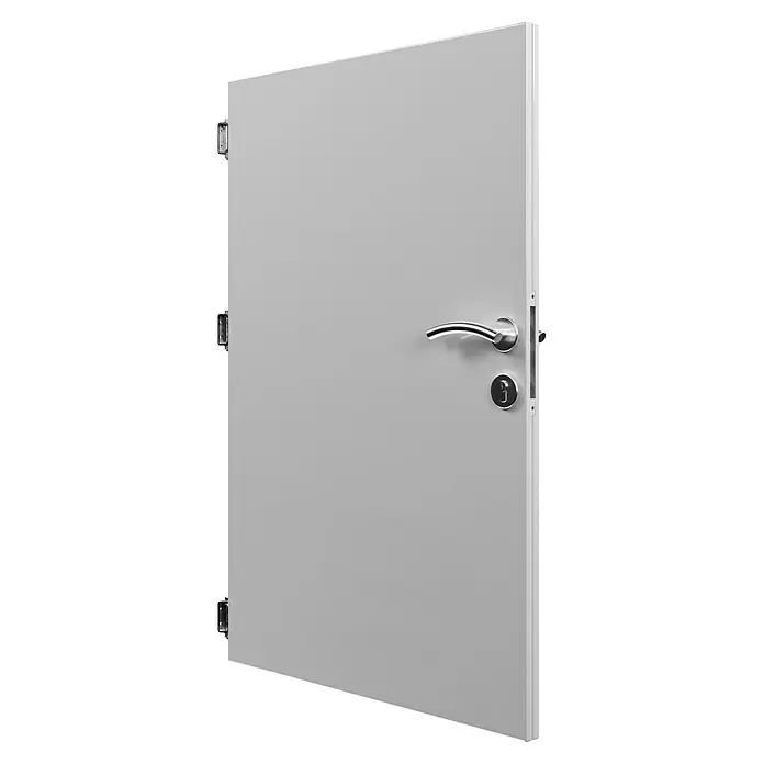 Gabio Zauntor Voll - 4,2 x 135 cm, Stahl, Hellgrau - Graue Tür mit Griff und Schloss, die Sicherheit und modernes Design vereint. Ideal für den Innenbereich, robust und stilvoll.