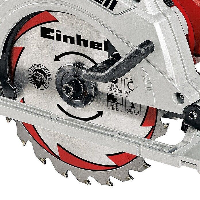 Einhell Handkreissäge TE-CS 165 (1.200 W, Sägeblatt: Ø 165 mm, Leerlaufdrehzahl: 5.500 U/min)