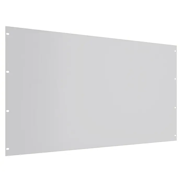 Gabio Zaunelement Voll - 197,5 x 90 cm, Stahl, Weiß - Eine graue Platte mit Löchern an den Rändern, dargestellt in einer perspektivischen Ansicht, die ihre dreidimensionale Form hervorhebt.